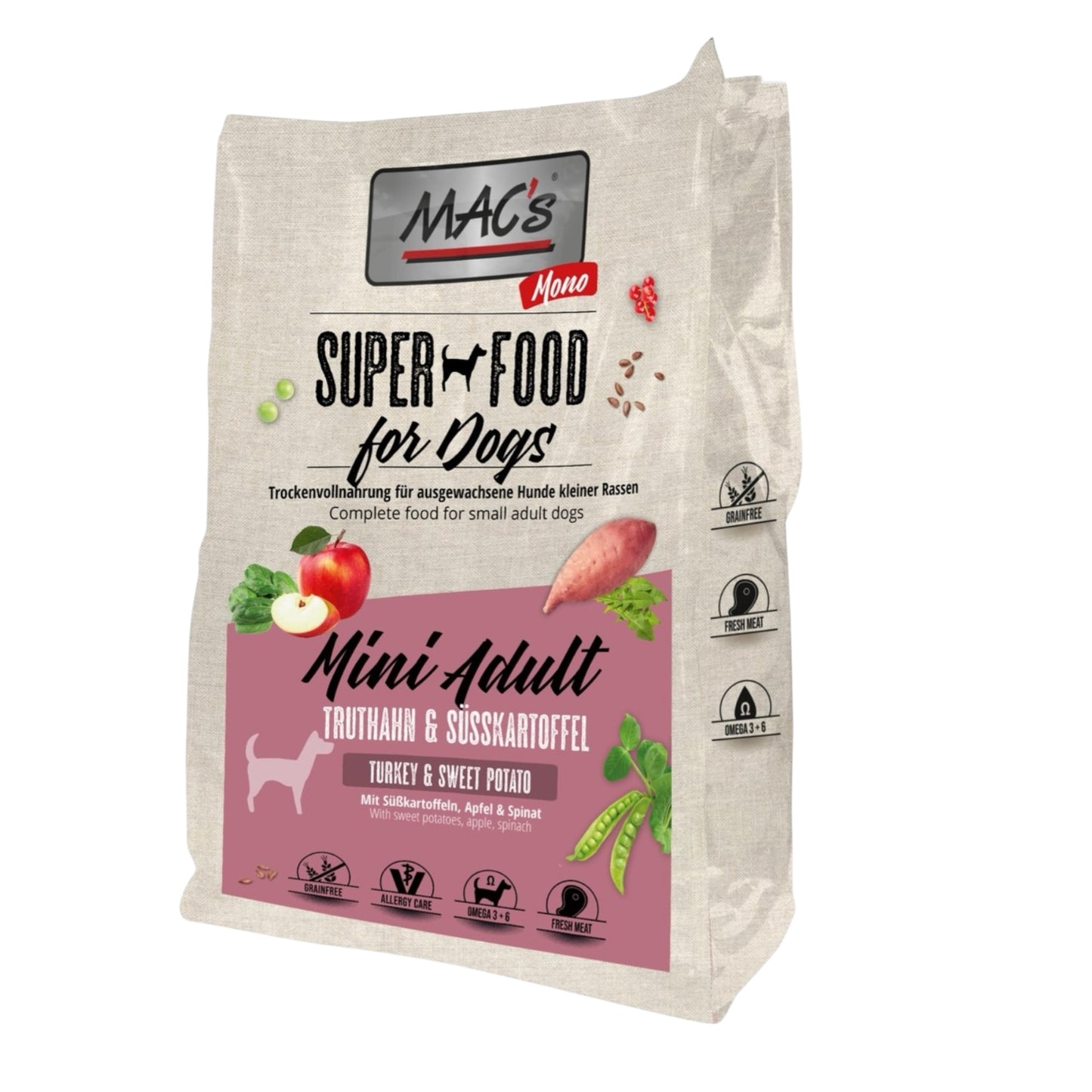Mac’s VOKSEN - Kalkun. Monoprotein. Lille foderpille til lille hund.