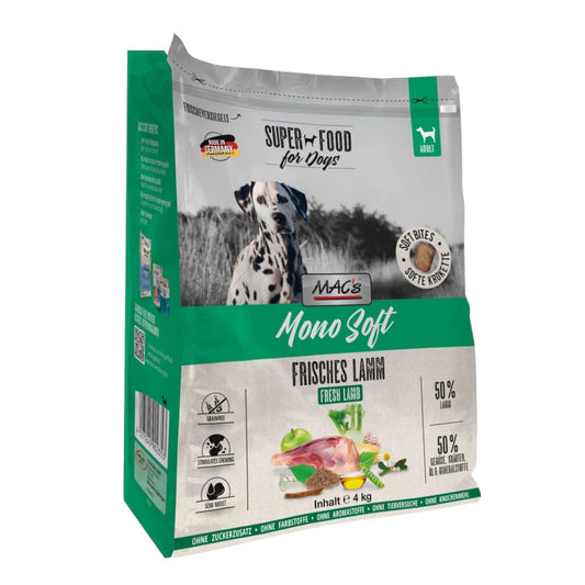 Mac’s SEMI MOIST - VOKSEN - Lam. Blødt tørfoder til hunde.