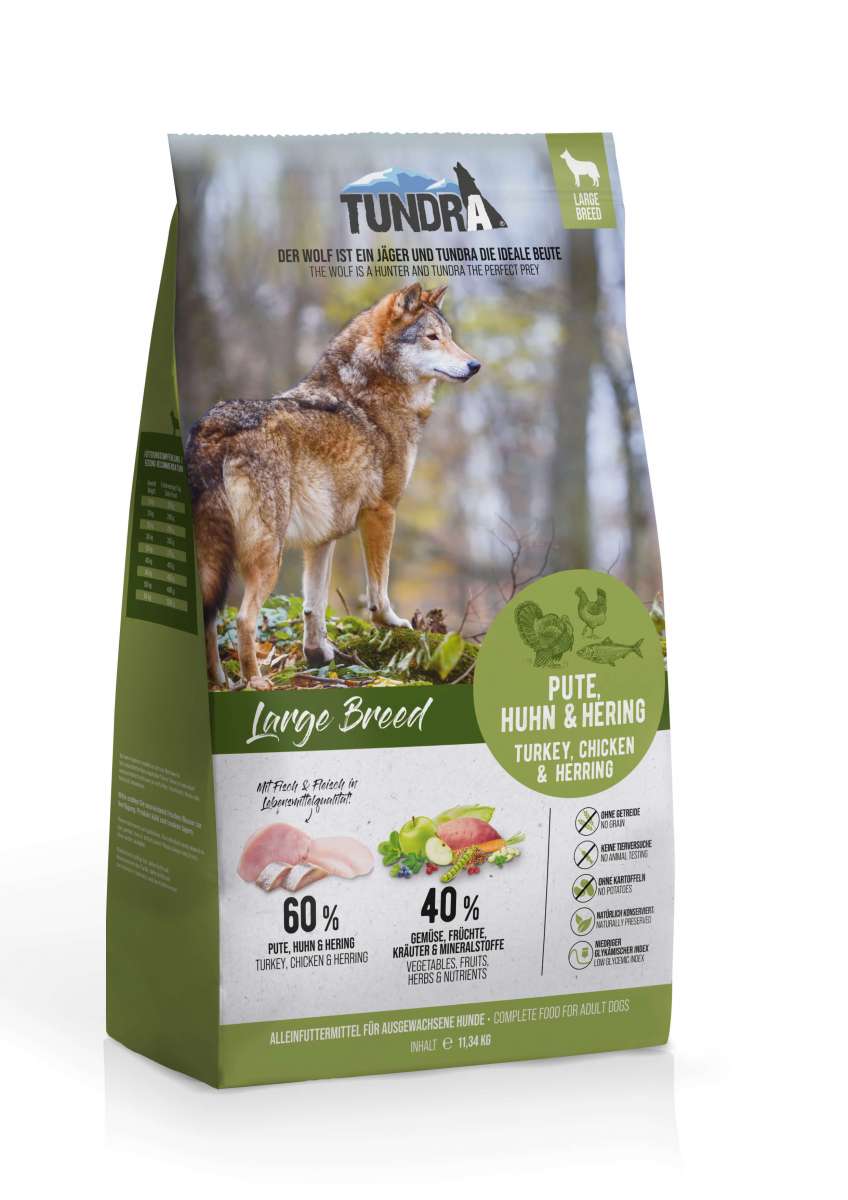 Tundra Large breed – Kalkun, kylling & sild. Tørfoder til hunde.